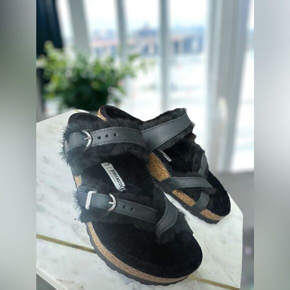 Birkenstock Mayari Shearling Oiled Leather Sandals Size 38 - Picture 16 of 16